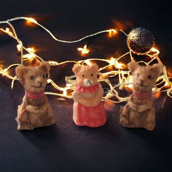 Vtg Mouse Ornaments Package Toppers MICRO MINI Lot of 3 Resin Christmas Mice. - Picture 13 of 16